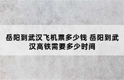 岳阳到武汉飞机票多少钱 岳阳到武汉高铁需要多少时间